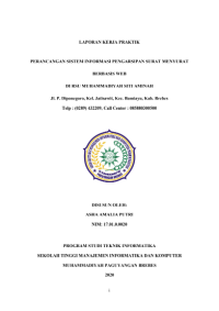 Perancangan Sistem Informasi Pengarsipan Surat Menyurat Berbasis Web di RSU Muhammadiyah Siti Aminah
