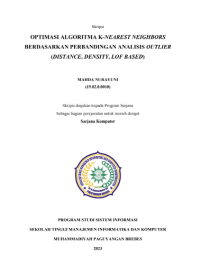 Optimasi Algoritma K-Nearest Neighbors Berdasarkan Perbandingan Analisis Outlier (Distance, Density, LOF Based)