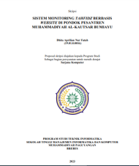 Sistem monitoring Tahfidz Berbasis website di pondok pesantren Muhammadiyah Al-Kautsar Bumiayu