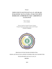 IMPLEMENTASI PENGENALAN APLIKASI SUKA(SUKU KATA) PADA ANAK USIA DINI BERBASIS ANDROID DI TKIT ARROHMAN JATISAWIT